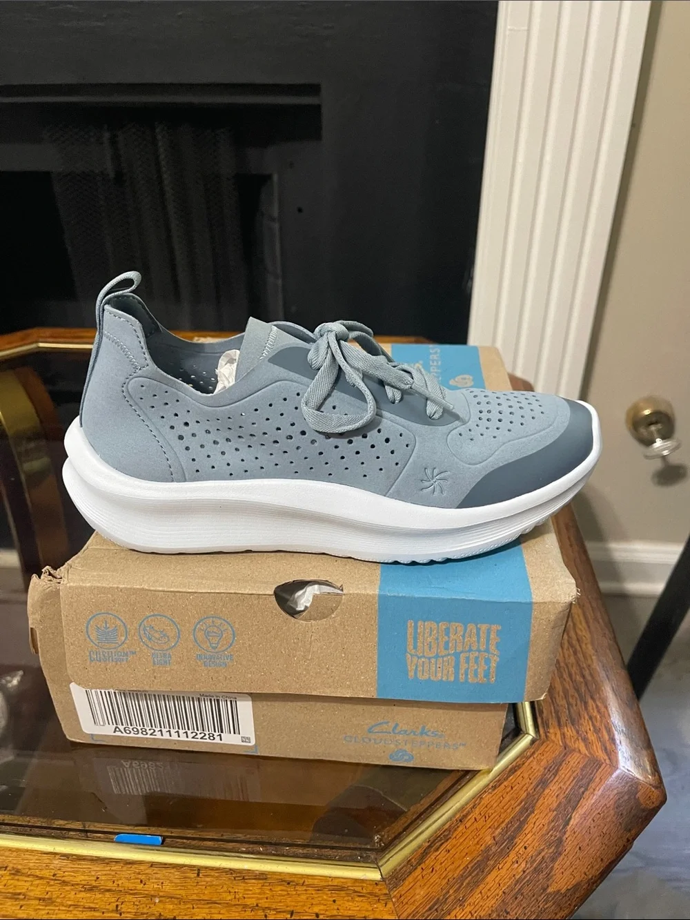 Clarks Light Blue Perforated Lace-Up Comfort Sneaker